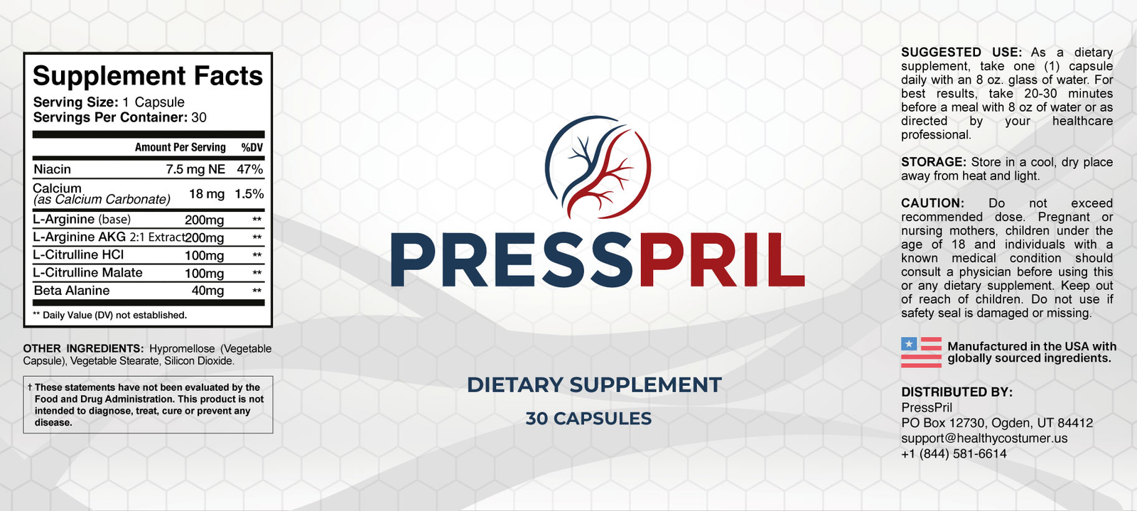 PressPril Supplement Facts label